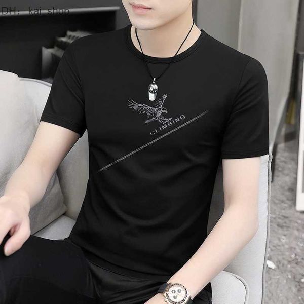 new modal ice silk short sleeve summer fashion brand round neck feel quick dry 31, White;black
new modal ice silk short sleeve summer fashion brand round neck feel quick dry 31, White;black