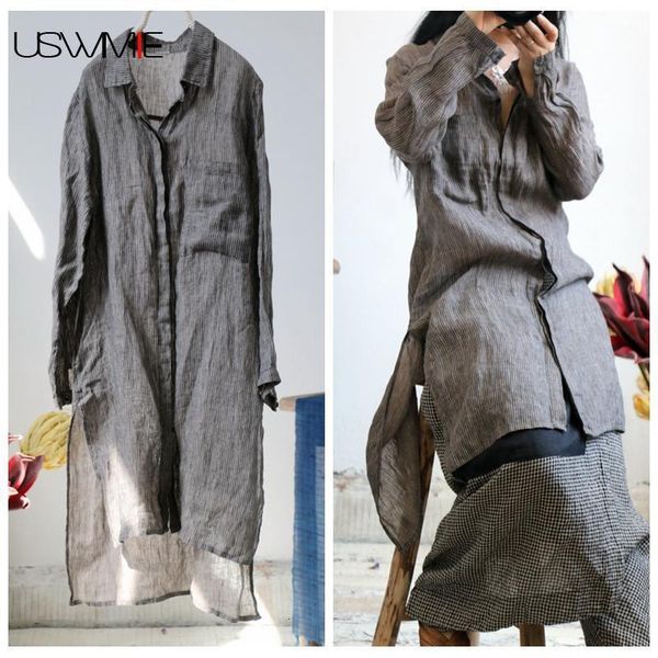 women's blouses shirts uswmie plus size women literary simple pockets dark grey stripe thin shirt irregular hem long sleeve comfort 23, White
women's blouses shirts uswmie plus size women literary simple pockets dark grey stripe thin shirt irregular hem long sleeve comfort 23, White