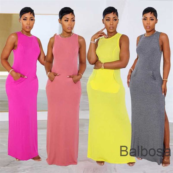 the listing womens designer dress 2023 summer casual brief style crew neck sleeveless mouse pocket body side split long dresses, Black;gray
the listing womens designer dress 2023 summer casual brief style crew neck sleeveless mouse pocket body side split long dresses, Black;gray
