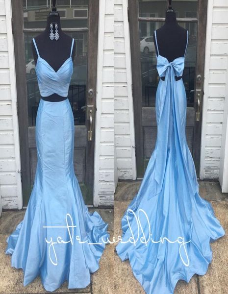 style 2018 light sky blue mermaid prom dresses spaghetti straps pleated taffeta bow backless purple gold two piece prom dre1847141, Black
style 2018 light sky blue mermaid prom dresses spaghetti straps pleated taffeta bow backless purple gold two piece prom dre1847141, Black