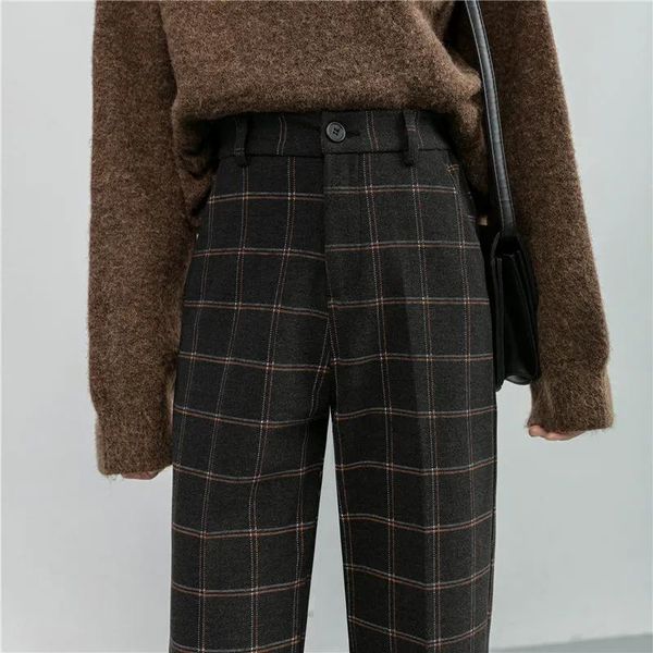 capris autumn women high waist plaid pencil pants woolen straight trousers slouchy loose england style anklelength pant pocket classic, Black;white
capris autumn women high waist plaid pencil pants woolen straight trousers slouchy loose england style anklelength pant pocket classic, Black;white