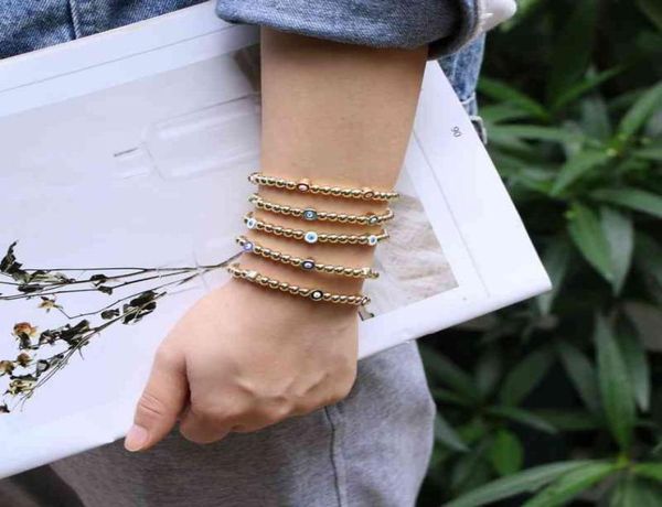 new gold plated round bead bracelet devil039s eye elastic015646695, Black 
new gold plated round bead bracelet devil039s eye elastic015646695, Black