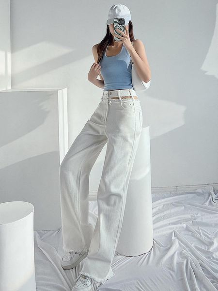 jeans womongaga retro loose raw edge denim wide leg pants summer niche design high waist hollow trend women's clothing hb3e, Blue
jeans womongaga retro loose raw edge denim wide leg pants summer niche design high waist hollow trend women's clothing hb3e, Blue