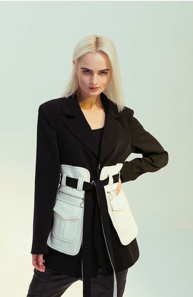 women's suits blazers film sense retro nostalgia black and white color contrast with waist belt long suit lapel slim waistband personal, White;black
women's suits blazers film sense retro nostalgia black and white color contrast with waist belt long suit lapel slim waistband personal, White;black