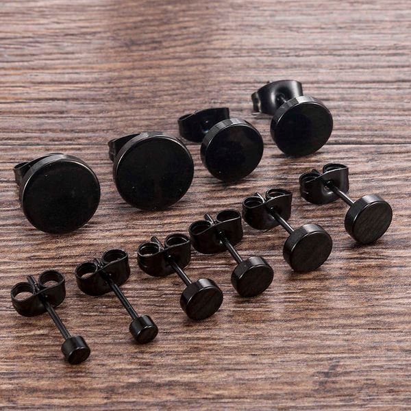 stud fashion women men black round stainless steel simple ear studs earrings 5 size punk earring jewelry z0517, Golden;silver
stud fashion women men black round stainless steel simple ear studs earrings 5 size punk earring jewelry z0517, Golden;silver