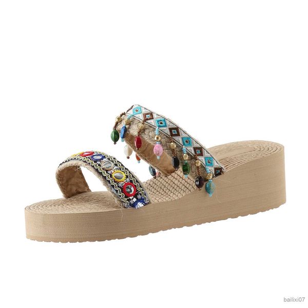 slippers new in women slippers thick bottom wedge heel lightweight colorful embroidery ethnic style open toe elegant woman heeled shoes, Black
slippers new in women slippers thick bottom wedge heel lightweight colorful embroidery ethnic style open toe elegant woman heeled shoes, Black