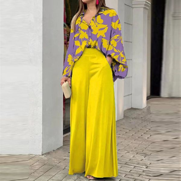 women's two piece pants spring fashion print two piece set women casual loose button shirt wide leg pants two piece suit women 230518, White
women's two piece pants spring fashion print two piece set women casual loose button shirt wide leg pants two piece suit women 230518, White
