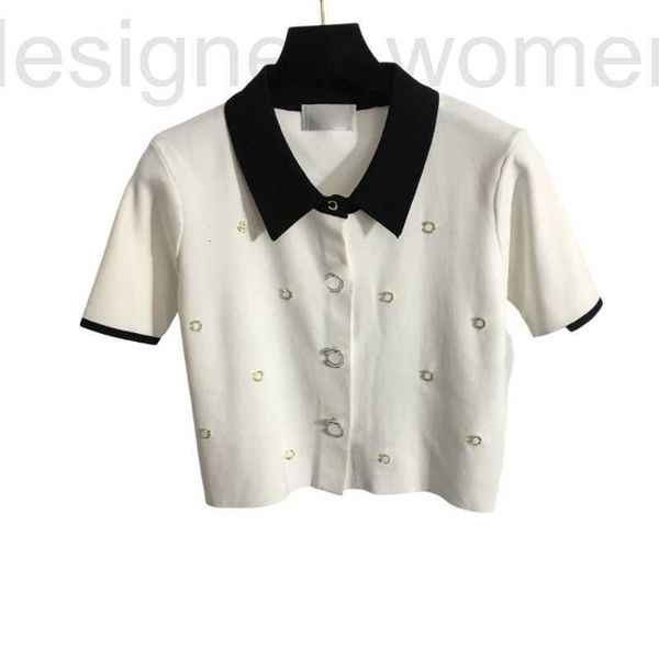 women's t-shirt designer 2022 brand tee knits with crystal letter button girls milan runway crop high end lapel neck short sleeve stre, White
women's t-shirt designer 2022 brand tee knits with crystal letter button girls milan runway crop high end lapel neck short sleeve stre, White