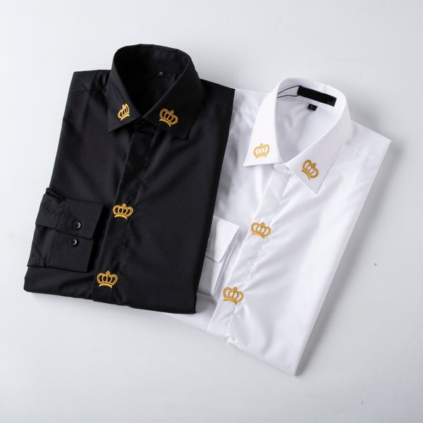 designer spring and autumn men's dress shirt casual men's long sleeve brand cotton shirt men's plus size, White;black
designer spring and autumn men's dress shirt casual men's long sleeve brand cotton shirt men's plus size, White;black