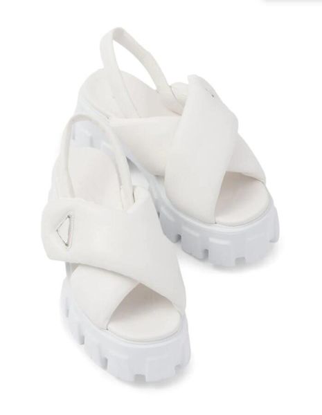 womens summer wedge sandal flat heels monolith padded nappa leather triangle buckle platform shoes white black leathers luxury designer with
womens summer wedge sandal flat heels monolith padded nappa leather triangle buckle platform shoes white black leathers luxury designer with