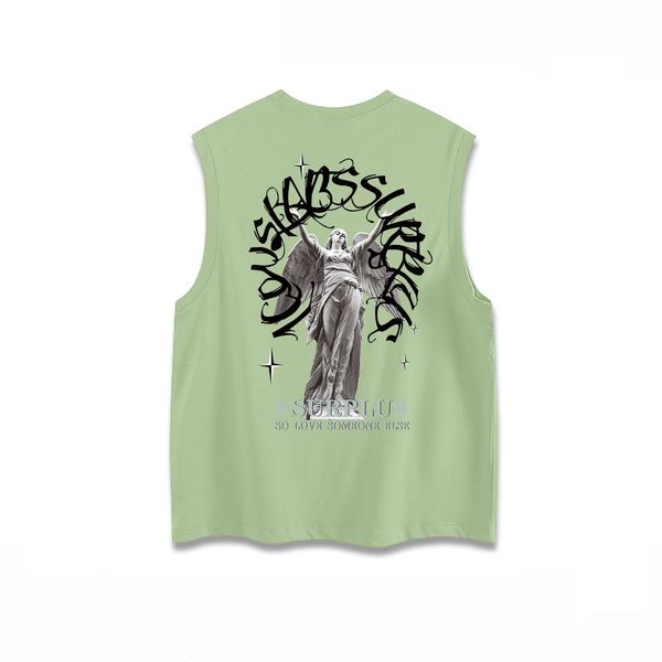 men's tank tide brand high street vest summer round neck print loose sports sleeveless t-shirt, White;black
men's tank tide brand high street vest summer round neck print loose sports sleeveless t-shirt, White;black