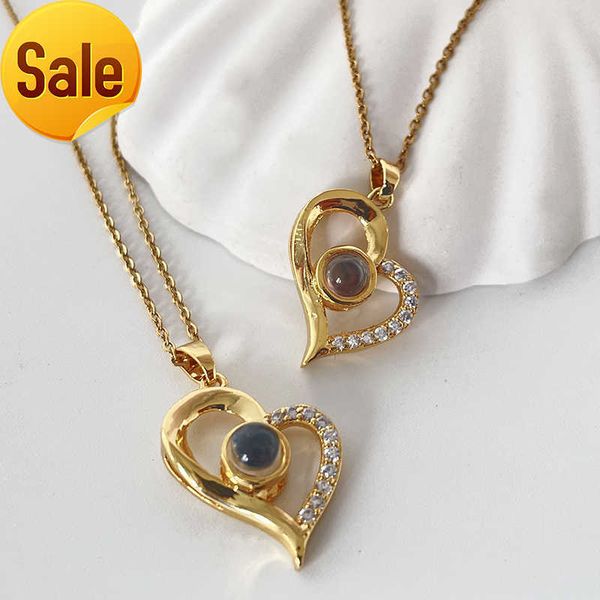 wholesale gift p projection brass 100 languages i love you necklace gold plated heart diamond jewelry for women, Silver
wholesale gift p projection brass 100 languages i love you necklace gold plated heart diamond jewelry for women, Silver