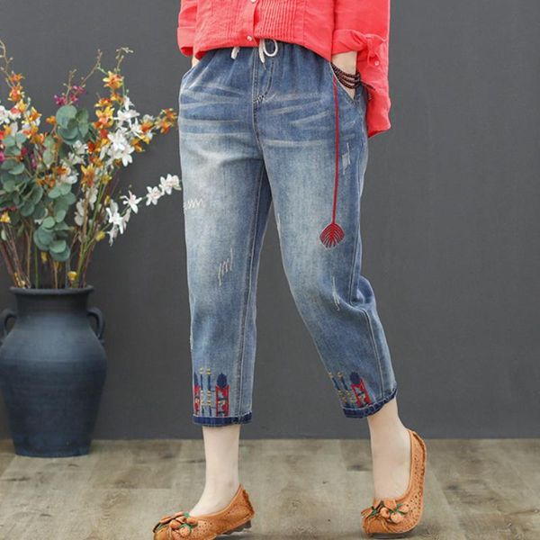 jeans 2023 spring women casual embroidery denim trousers fashion summer ladies ripped loose jeans vintage female elastic harem pants, Blue
jeans 2023 spring women casual embroidery denim trousers fashion summer ladies ripped loose jeans vintage female elastic harem pants, Blue