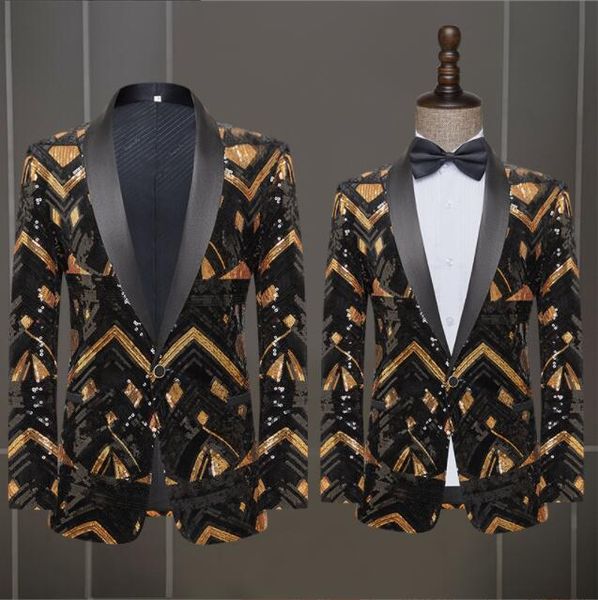 men's personalized sequined dress jacket stage suit p studio bar dj host singer small suit, Black;gray
men's personalized sequined dress jacket stage suit p studio bar dj host singer small suit, Black;gray