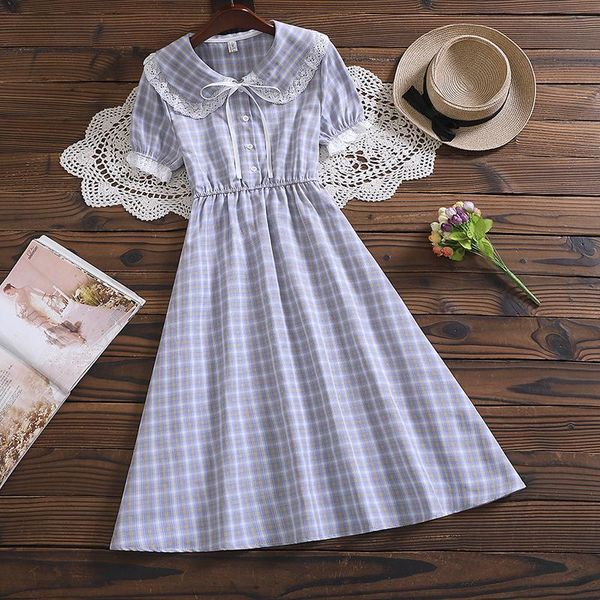 dresses mori girl vestidos summer fashion new arrival short sleeve women vintage plaid dress, Black;gray
dresses mori girl vestidos summer fashion new arrival short sleeve women vintage plaid dress, Black;gray