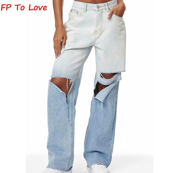 jeans fp to love woman designed ripped jeans 2021 autumn spring street style wide leg pants loose gradient denim, Blue
jeans fp to love woman designed ripped jeans 2021 autumn spring street style wide leg pants loose gradient denim, Blue