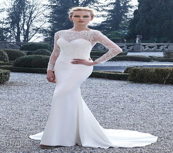 long sleeve wedding dress sheer neck vestidos de novia sweep train back sheer lace vintage mermaid bridal gowns 2016 spring2564925, White
long sleeve wedding dress sheer neck vestidos de novia sweep train back sheer lace vintage mermaid bridal gowns 2016 spring2564925, White