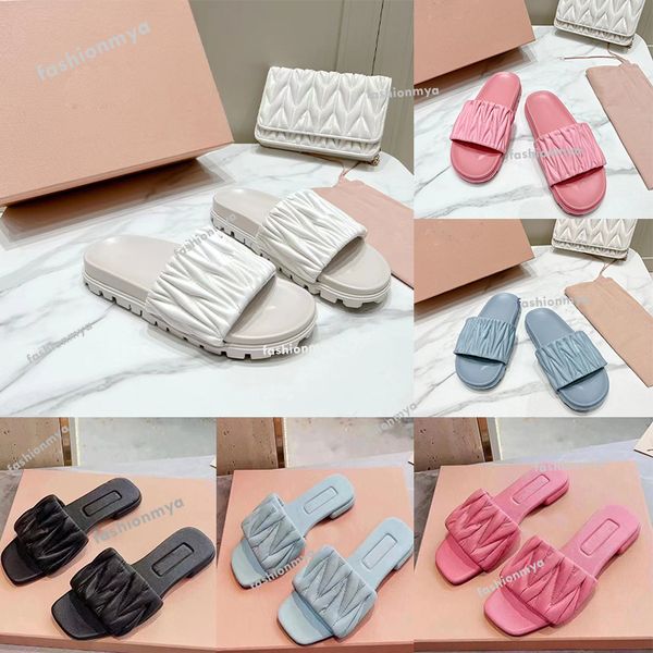 designer slipper women leather slippers candy color sandals flat summer leisure slides fashion flip flops letter beach wrinkle slipper, Black
designer slipper women leather slippers candy color sandals flat summer leisure slides fashion flip flops letter beach wrinkle slipper, Black