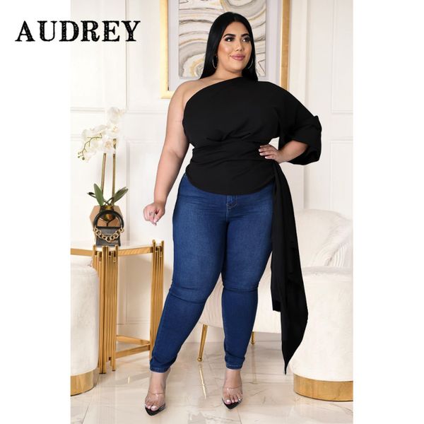 women's plus size tshirt fashion solid color slanted shoulder puff sleeves asymmetrical knitted fabric suitable for party picnic 230517, Black
women's plus size tshirt fashion solid color slanted shoulder puff sleeves asymmetrical knitted fabric suitable for party picnic 230517, Black