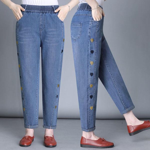 jeans new love embroidery harem jeans women large size stretch anklelength pants fashion mom pants high waist retro denim trosusers, Blue
jeans new love embroidery harem jeans women large size stretch anklelength pants fashion mom pants high waist retro denim trosusers, Blue