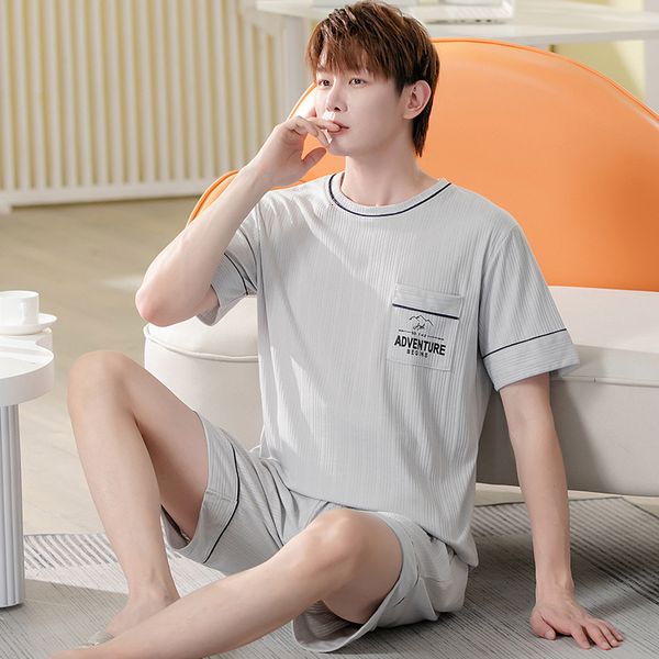 men's sleepwear large size l-5xl men pajamas sets summer knitted cotton short sleeve pajama for men sleepwear suit homewear 230518, Black;brown
men's sleepwear large size l-5xl men pajamas sets summer knitted cotton short sleeve pajama for men sleepwear suit homewear 230518, Black;brown