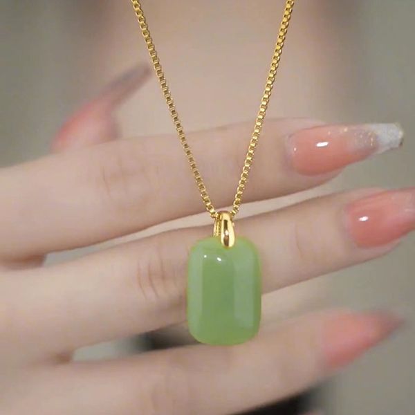 gold plated jade pendant necklace stainless steel chain jewelry for women gift, Silver
gold plated jade pendant necklace stainless steel chain jewelry for women gift, Silver