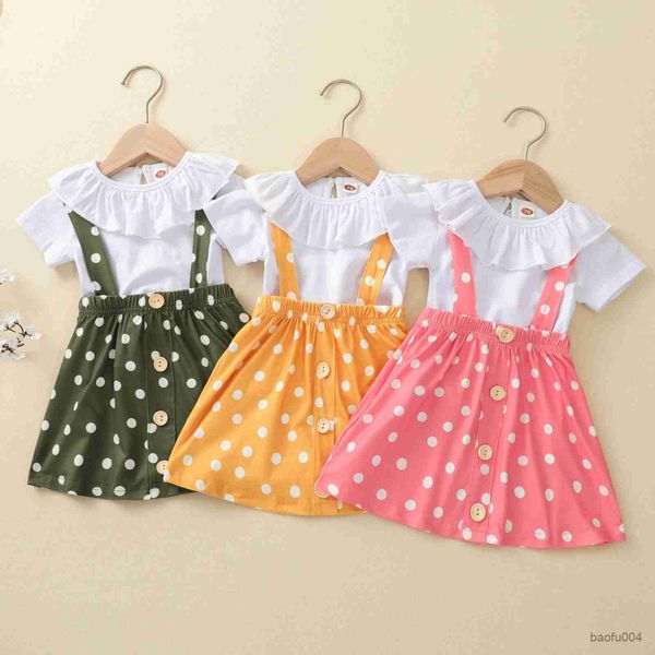 clothing sets 1-4years girls pieces clothes outfit ruffle round neck t-shirt and dot printed strap skirt summer clothing r230518, White
clothing sets 1-4years girls pieces clothes outfit ruffle round neck t-shirt and dot printed strap skirt summer clothing r230518, White
