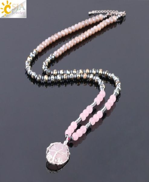 csja chakra sweater necklace for women natural pink rose quartz crystal drop pendant gemstone statement necklaces tree of life jew5649049, Silver
csja chakra sweater necklace for women natural pink rose quartz crystal drop pendant gemstone statement necklaces tree of life jew5649049, Silver