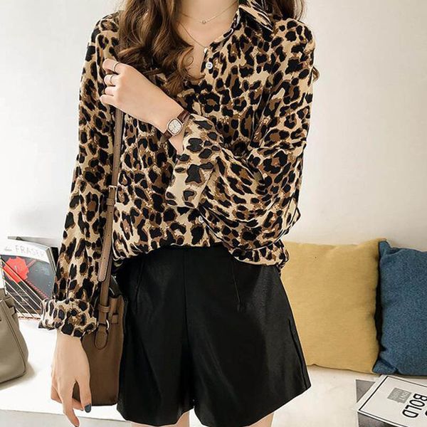 

women's blouses shirts fashion womens and elegant long sleeve v neck leopard shirt ladies loose ol chemise femme blusa feminina street, White