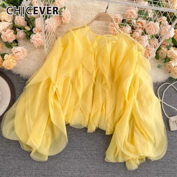 women's blouses shirts chicever elegant for women o neck lantern long sleeve asymmetrical patchwork ruffles mesh plus size female 23051, White
women's blouses shirts chicever elegant for women o neck lantern long sleeve asymmetrical patchwork ruffles mesh plus size female 23051, White