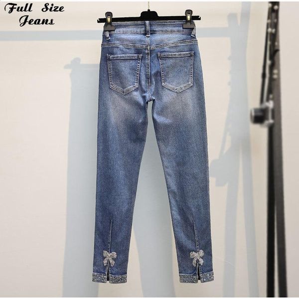 jeans stretchy skinny rhinestone bow beading ankle length jeans summer high fashion mid waist nine pants denim capris cropped trousers, Blue
jeans stretchy skinny rhinestone bow beading ankle length jeans summer high fashion mid waist nine pants denim capris cropped trousers, Blue