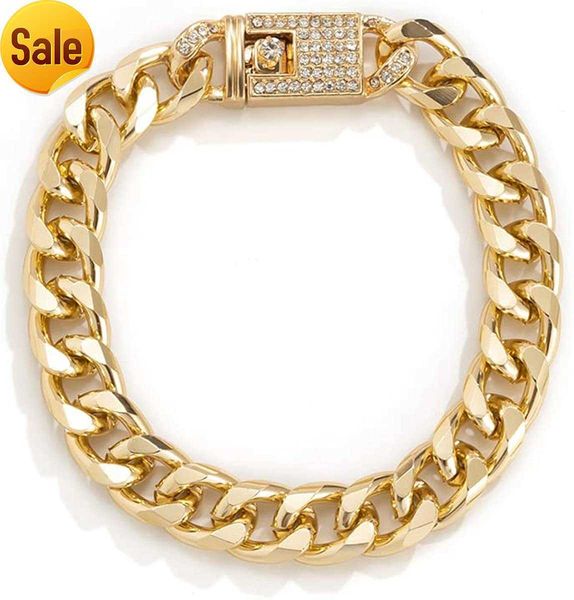 pingyongchang punk chic iced out rhinestone cuban clasp necklace bracelet hip hop gold cuban link zircon inlay clasp curb chain necklace bra, Silver
pingyongchang punk chic iced out rhinestone cuban clasp necklace bracelet hip hop gold cuban link zircon inlay clasp curb chain necklace bra, Silver