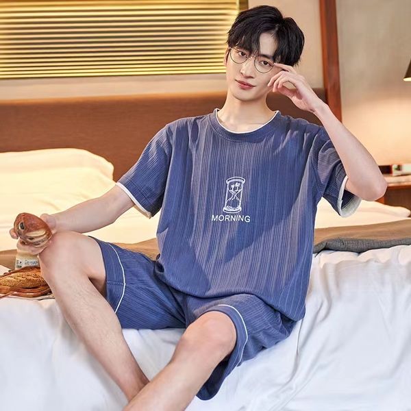 men's sleepwear summer pajamas sets for men 100% cotton short-sleeved shorts pijamas round neck homewear sleepwear male 230518, Black;brown
men's sleepwear summer pajamas sets for men 100% cotton short-sleeved shorts pijamas round neck homewear sleepwear male 230518, Black;brown