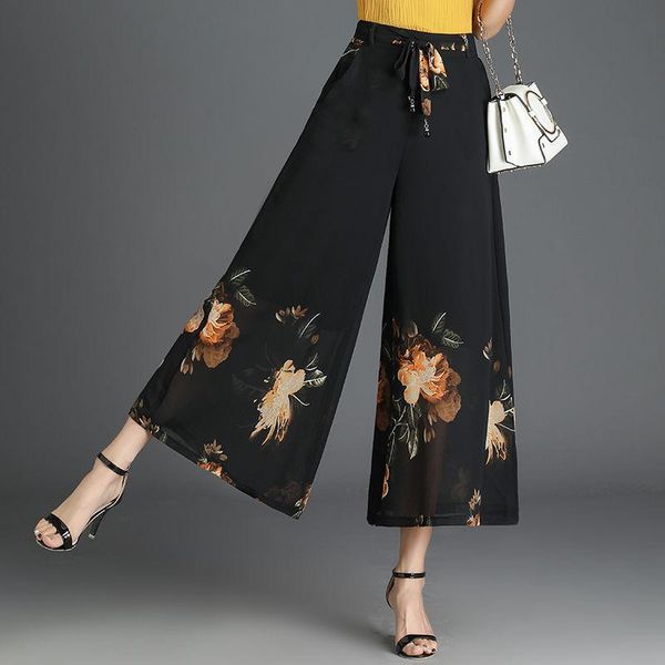 capris 2023 women's summer fashion high waist wideleg pants female loose chiffon casual trousers ladies flower printed pants e104, Black;white
capris 2023 women's summer fashion high waist wideleg pants female loose chiffon casual trousers ladies flower printed pants e104, Black;white