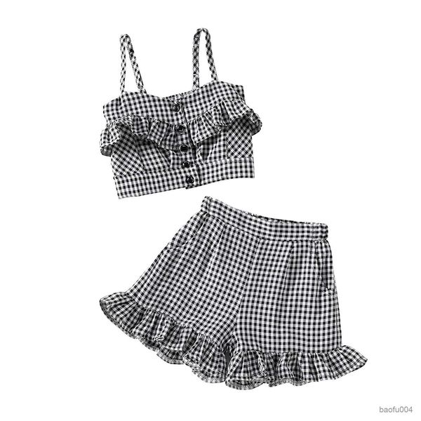 clothing sets 4-8years toddler kids girls pieces outfit plaid sleeveless ruffles sling and elastic waist shorts summer set r230518, White
clothing sets 4-8years toddler kids girls pieces outfit plaid sleeveless ruffles sling and elastic waist shorts summer set r230518, White