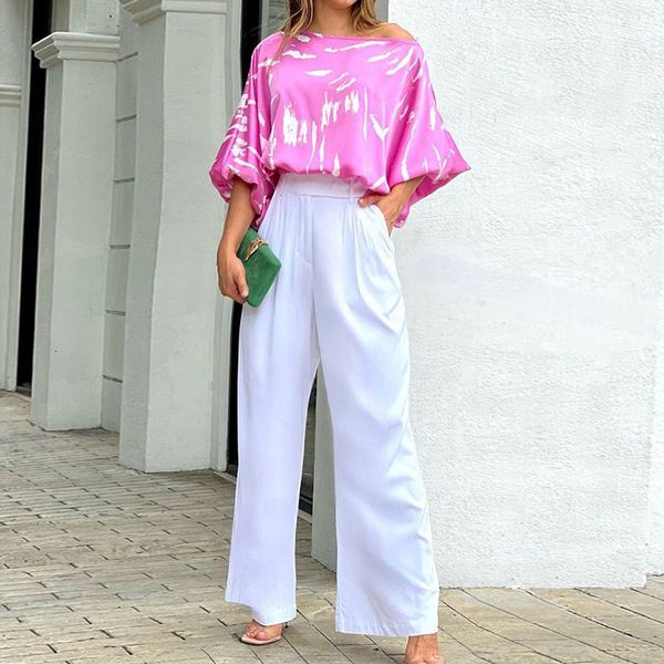 women's two piece pants fuikio s-3xl women's fashion round neck pink printing loose three-quarter sleeve solid wide leg pants offi, White
women's two piece pants fuikio s-3xl women's fashion round neck pink printing loose three-quarter sleeve solid wide leg pants offi, White