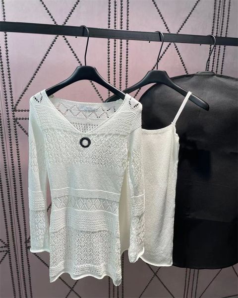 women knitted dress hollowed out suspender dresses two piece wth linning skirt waist sweater dress long sleeve white for party, Black;gray
women knitted dress hollowed out suspender dresses two piece wth linning skirt waist sweater dress long sleeve white for party, Black;gray