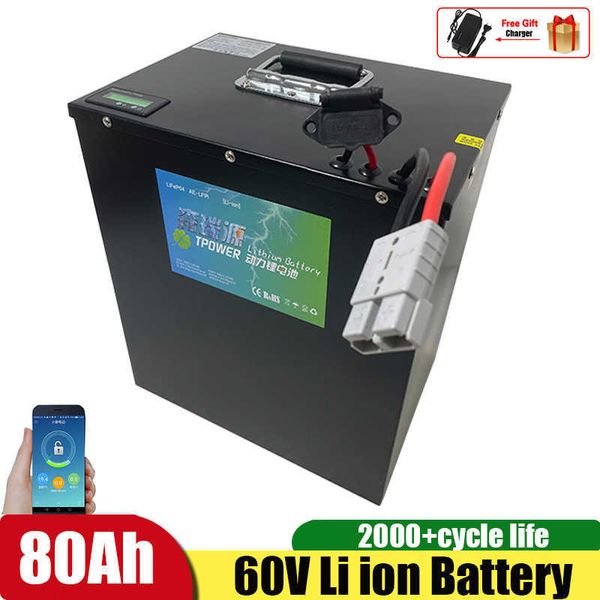 Image of 60V 80Ah Battery Pack Lithium Li Ion With BMS Bluetooth APP for Scooter/Electric Motorcycle +67.2V 10A Charger