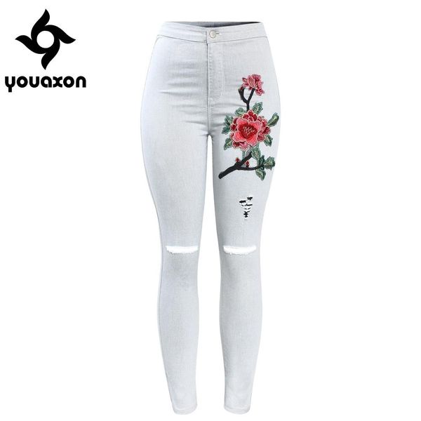 jeans 2112 youaxon high waist ripped knees floral jeans with embroidery woman stretchy denim pants trousers for women skinny jeans, Blue
jeans 2112 youaxon high waist ripped knees floral jeans with embroidery woman stretchy denim pants trousers for women skinny jeans, Blue