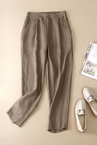 capris simple harem pants women fashion summer casual loose elastic waist linen breathable comfortable solid khaki cropped trousers new, Black;white
capris simple harem pants women fashion summer casual loose elastic waist linen breathable comfortable solid khaki cropped trousers new, Black;white