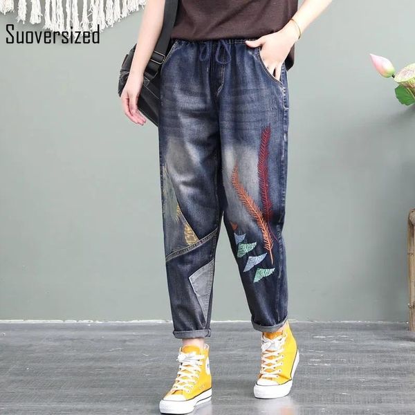 jeans women's embroidery spliced harem denim pants ladies streetwear cute design jeans korean casual chic oversized 5xl cowboy trouser, Blue
jeans women's embroidery spliced harem denim pants ladies streetwear cute design jeans korean casual chic oversized 5xl cowboy trouser, Blue