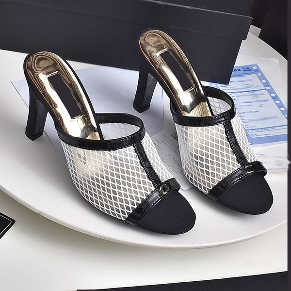 designer womens sandals slippers mesh leather stitching vamp sheepskin inner high heel slippers hardware metal buckle dance ballet shoes off, Black
designer womens sandals slippers mesh leather stitching vamp sheepskin inner high heel slippers hardware metal buckle dance ballet shoes off, Black