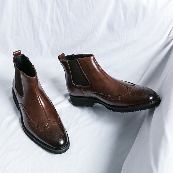 new brown chelsea boots for men black business round toe slip-on ankle boots cowboy boots size 38-46
new brown chelsea boots for men black business round toe slip-on ankle boots cowboy boots size 38-46