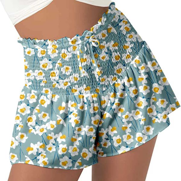women's leisure summer sports elastic waist strap printed elastic high waist shorts, White;black
women's leisure summer sports elastic waist strap printed elastic high waist shorts, White;black