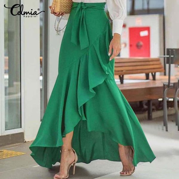 capris celmia long skirt 2023 fashion women fishtail maxi skirts high waist belted party jupe casual loose holiday ruffles skirts, Black;white
capris celmia long skirt 2023 fashion women fishtail maxi skirts high waist belted party jupe casual loose holiday ruffles skirts, Black;white
