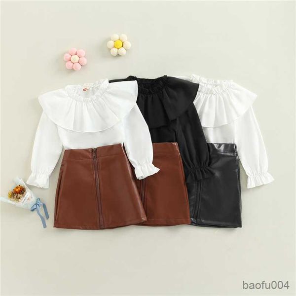 clothing sets children autumn fashion clothing girls outfits solid color flounce long sleeve blouse and leather skirt girl clothing set r230, White
clothing sets children autumn fashion clothing girls outfits solid color flounce long sleeve blouse and leather skirt girl clothing set r230, White