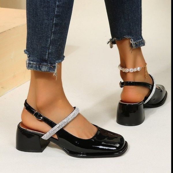 sandals women's sandals thick heel square toe classic female mary jane shoes design elegant shallow single shoes patent leather 230518, Black
sandals women's sandals thick heel square toe classic female mary jane shoes design elegant shallow single shoes patent leather 230518, Black