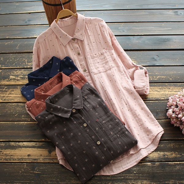 women's blouses shirts 8417 autumn women blouse japan style literary print turndown collar double layer cotton shirt 230517, White
women's blouses shirts 8417 autumn women blouse japan style literary print turndown collar double layer cotton shirt 230517, White