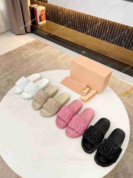 designer slipper leather slippers candy color sandals summer women leisure slides fashion flip flops letter beach wrinkle slipper, Black
designer slipper leather slippers candy color sandals summer women leisure slides fashion flip flops letter beach wrinkle slipper, Black