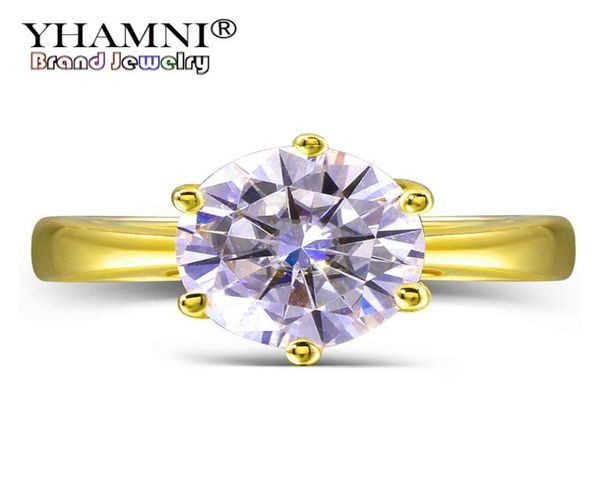 yhamni original 2 ct 6mm round cz diamant solid yellow gold rings anillos gold color wedding rings for women gift lyr1699772323, Slivery;golden
yhamni original 2 ct 6mm round cz diamant solid yellow gold rings anillos gold color wedding rings for women gift lyr1699772323, Slivery;golden
